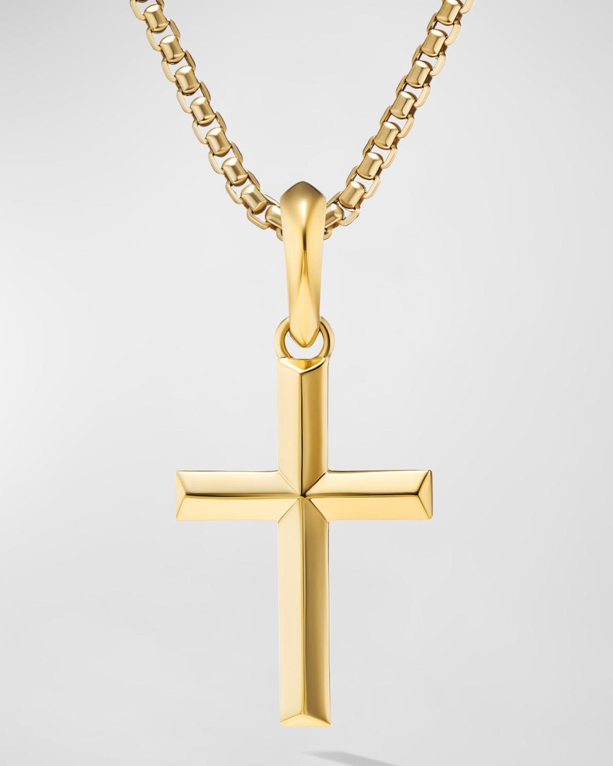 Mens Cross Pendant in 18K Yellow Gold, 24MM Product Image