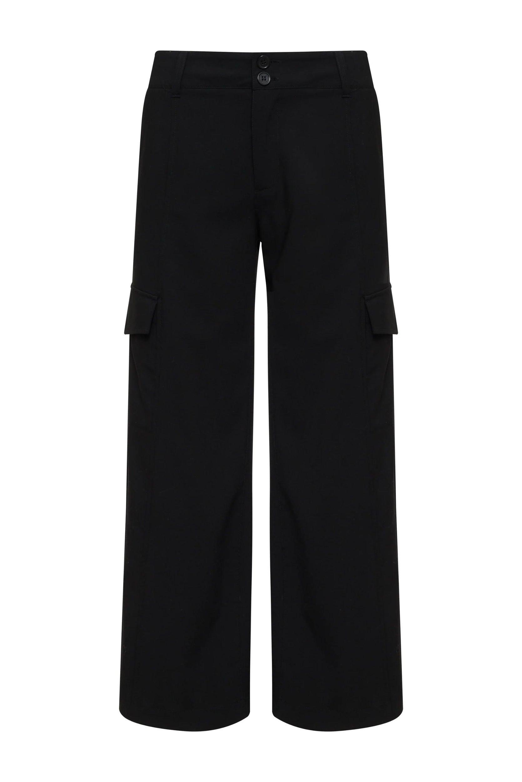 Rebel Wide Leg Standard Rise Crop Pant - Black Product Image