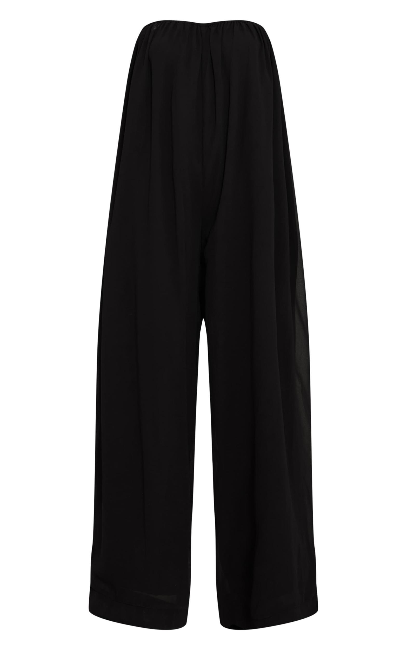 Black Chiffon Bandeau Puffball Jumpsuit Product Image