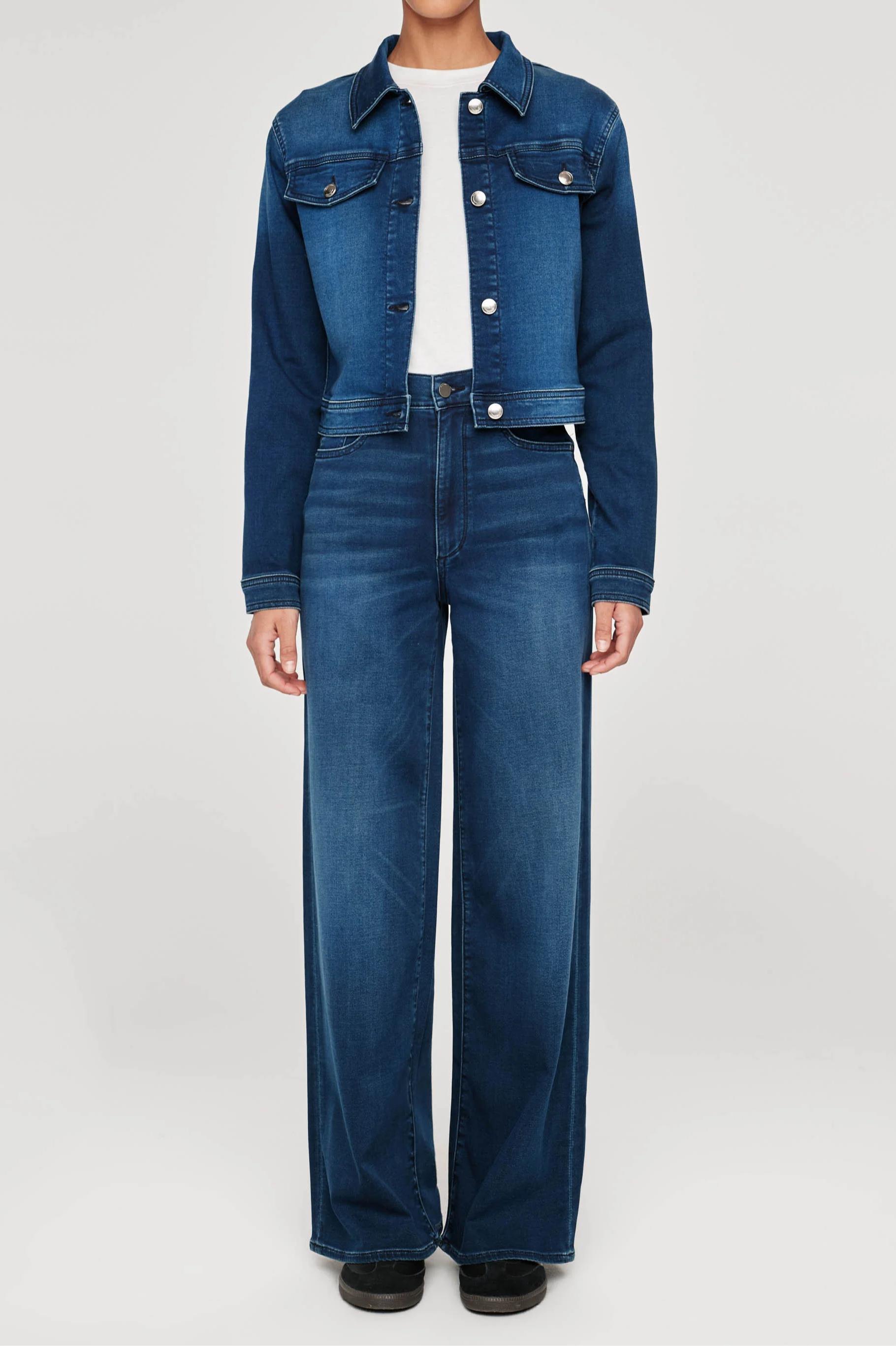 Hepburn Wide Leg High Rise 32" Jeans - Stream Product Image