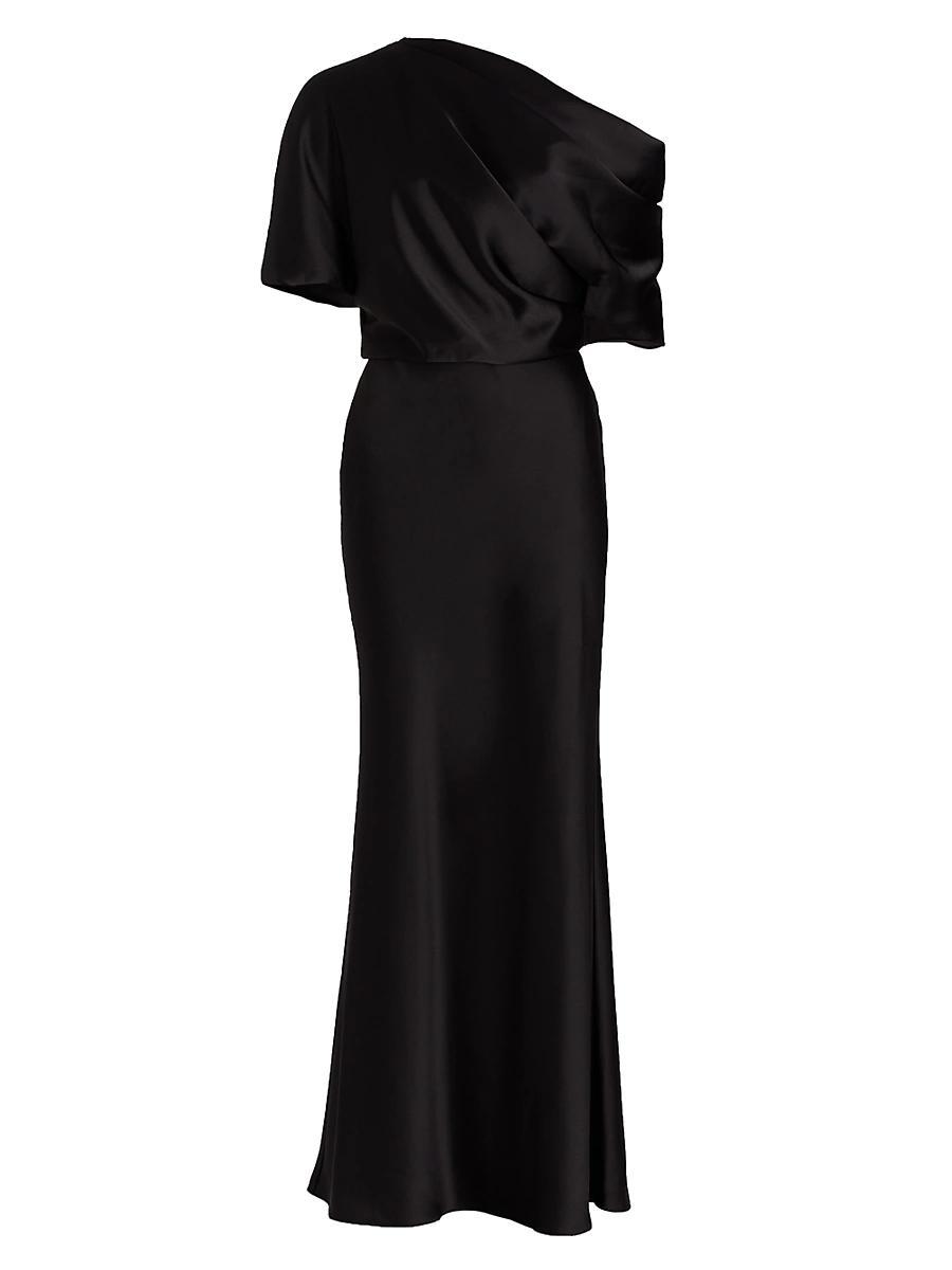 Womens Satin One-Shoulder Gown Product Image