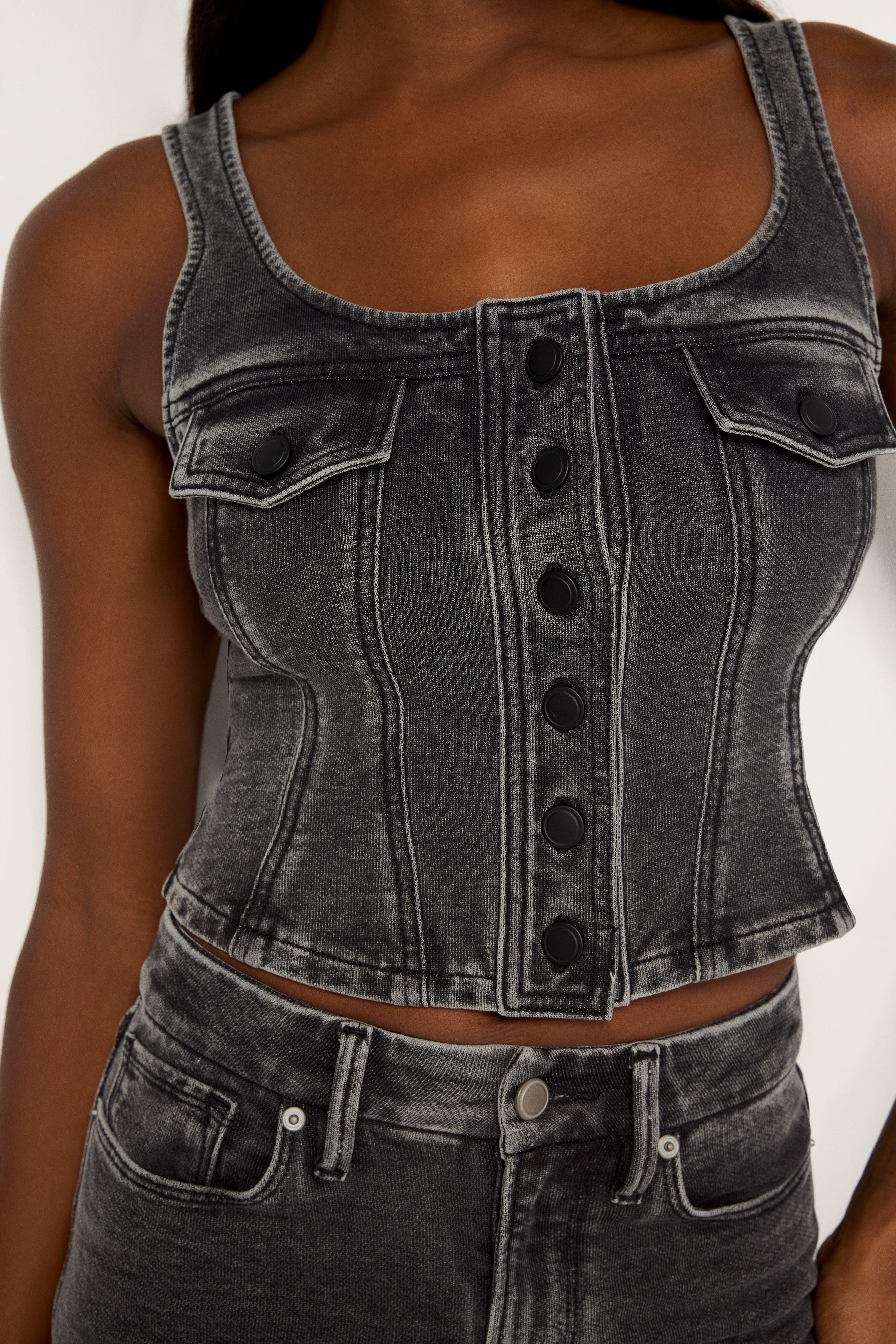 JEANIUS BUSTIER VEST | BLACK322 Product Image