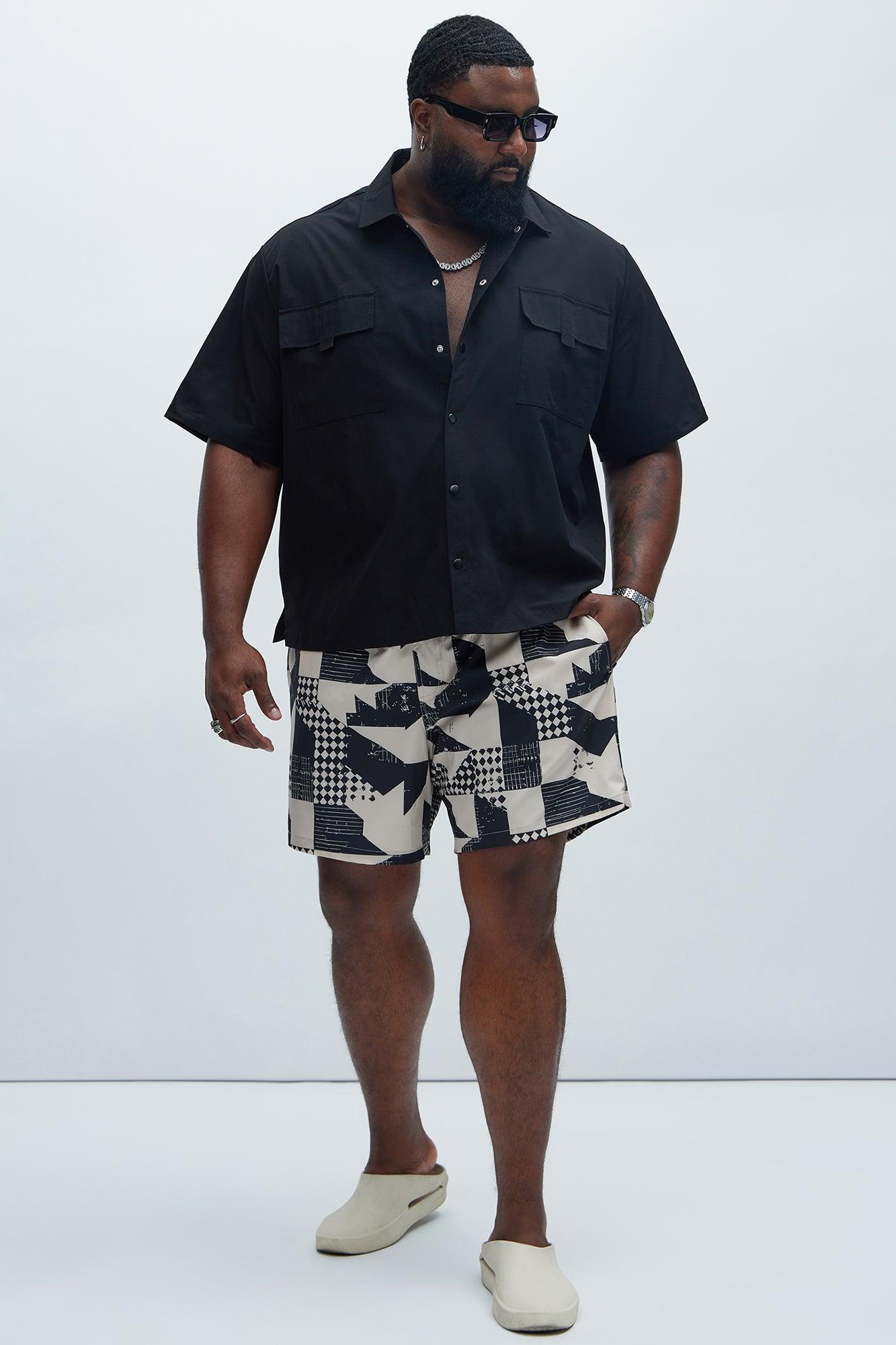 Fuller Geometric Swim Classic Trunk - Black/combo Product Image