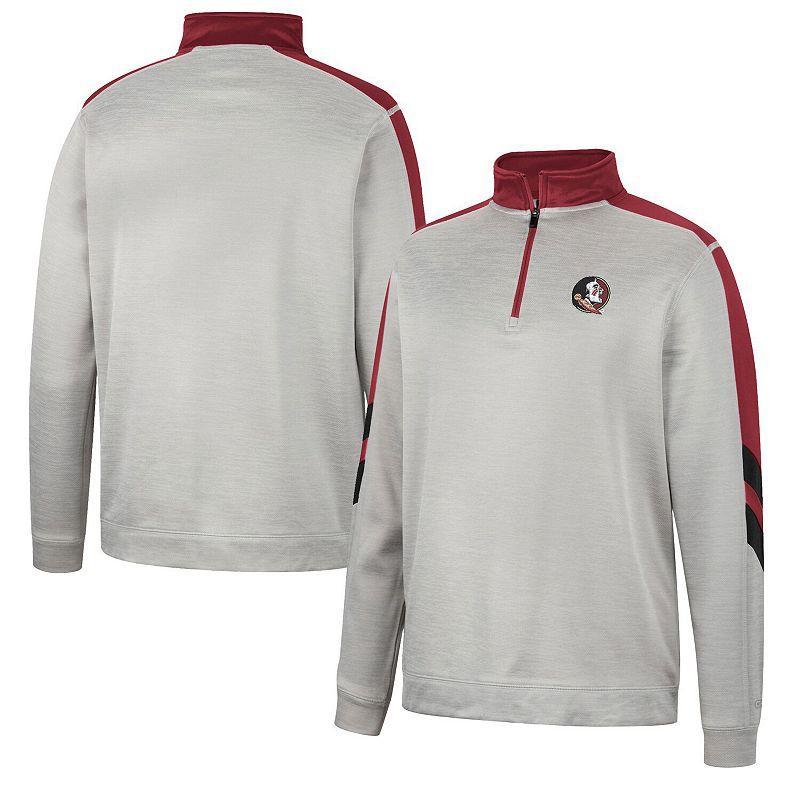 Men's Colosseum Gray/Scarlet Ohio State Buckeyes Bushwood Fleece Quarter-Zip Jacket,  Product Image