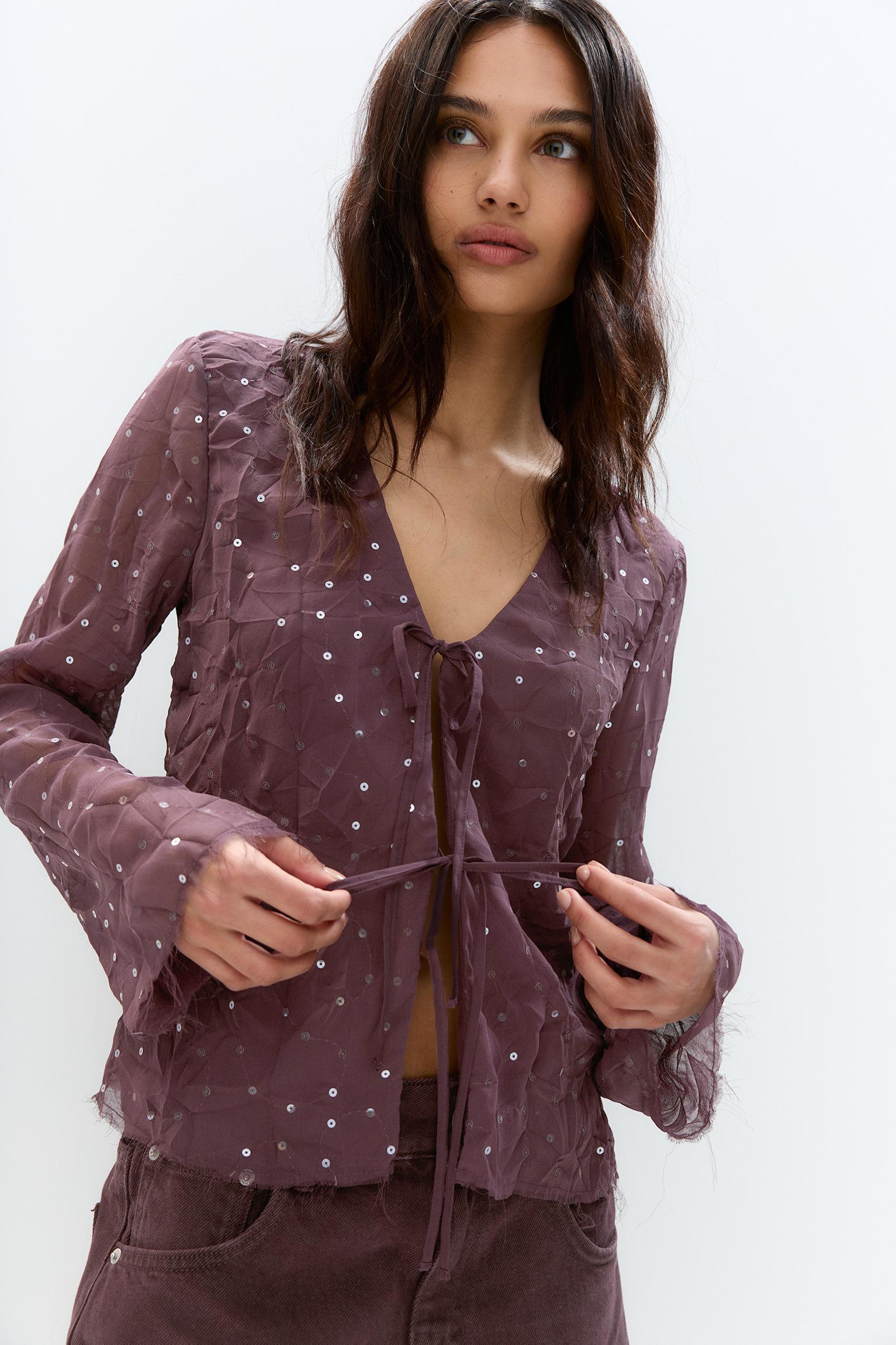 Sequined tulle blouse Product Image