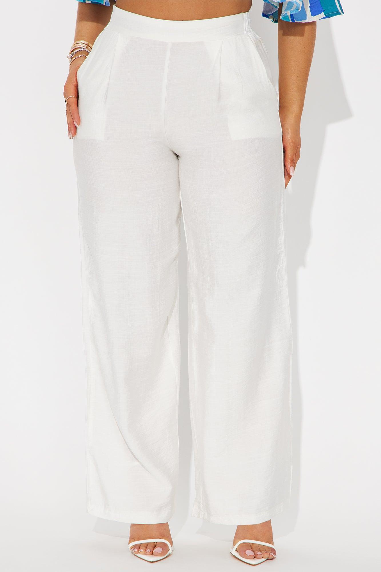 Santorini Getaway Wide Leg Trouser Pant - Ivory Product Image