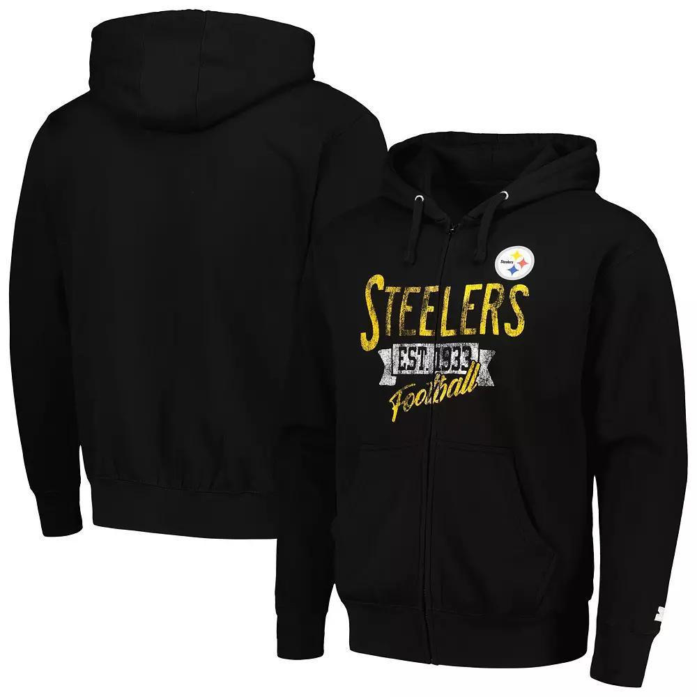 Men's Starter Black Pittsburgh Steelers Domestic Post Season Full-Zip Hoodie,  Product Image
