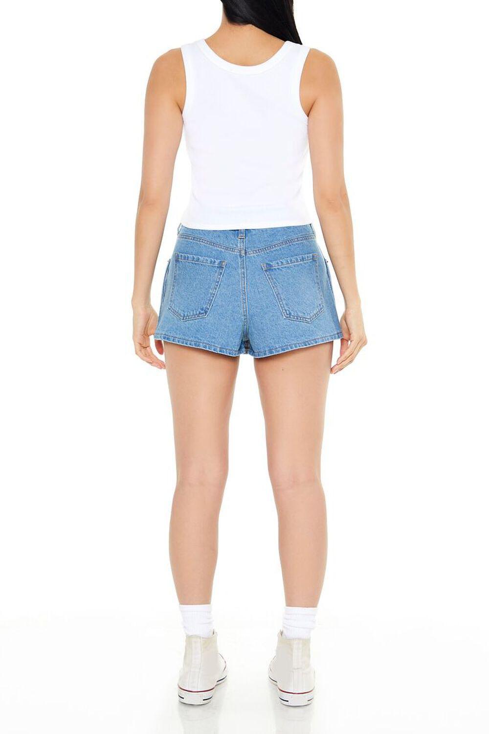 Varsity-Striped Denim Skort | Forever 21 Product Image