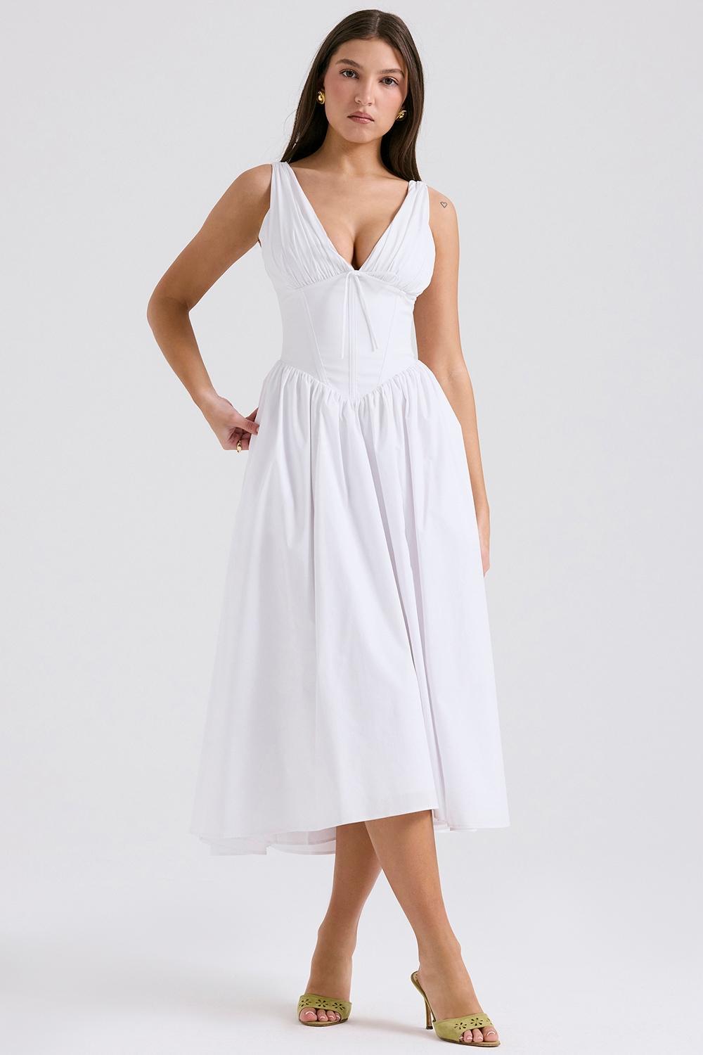 Emmelina  white cotton corset sundress Product Image