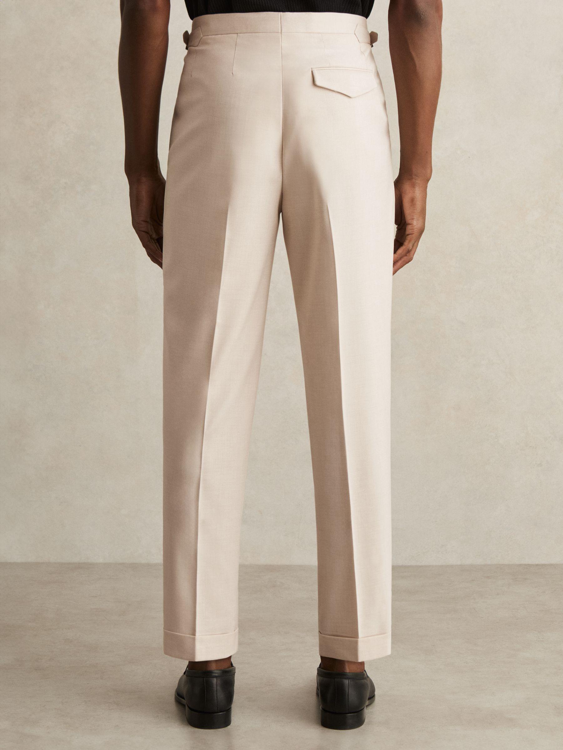Tapered Turn-Up Trousers in Ecru Product Image