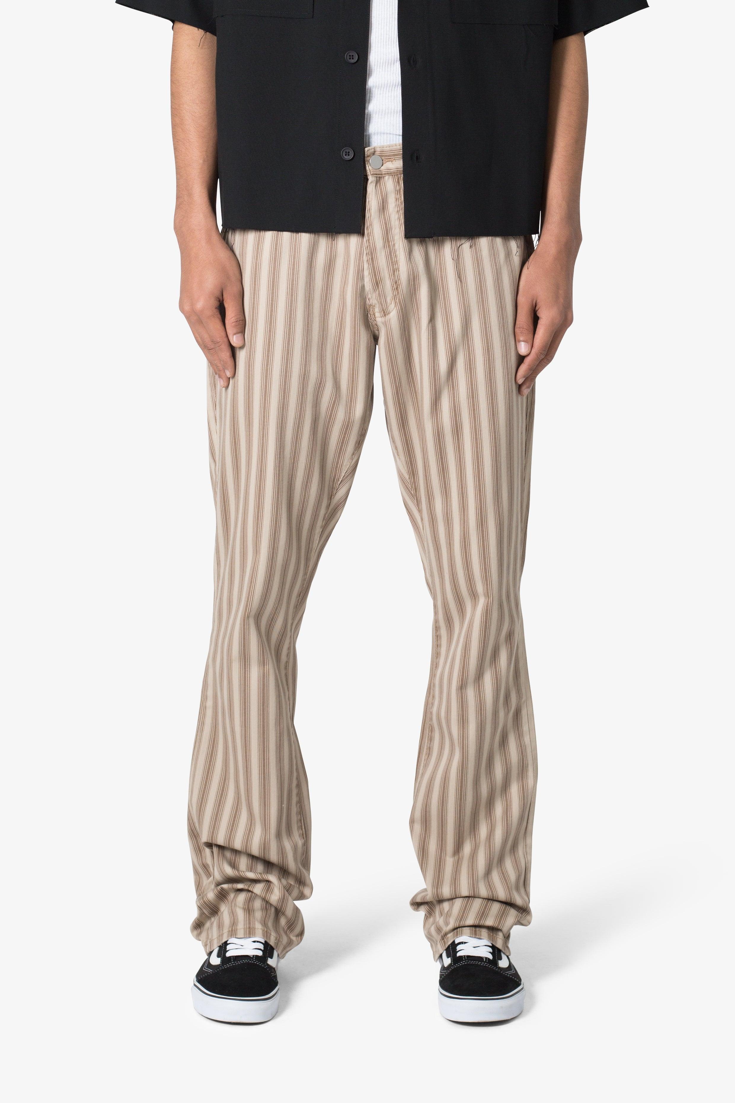 Striped Flare Pants - Brown Product Image