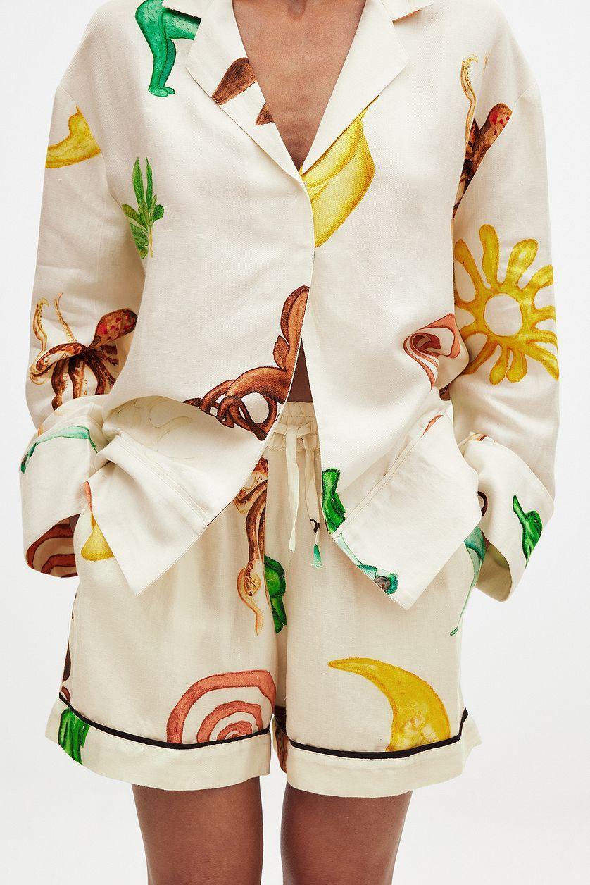 Viscose Wide Mid Waist Shorts Product Image