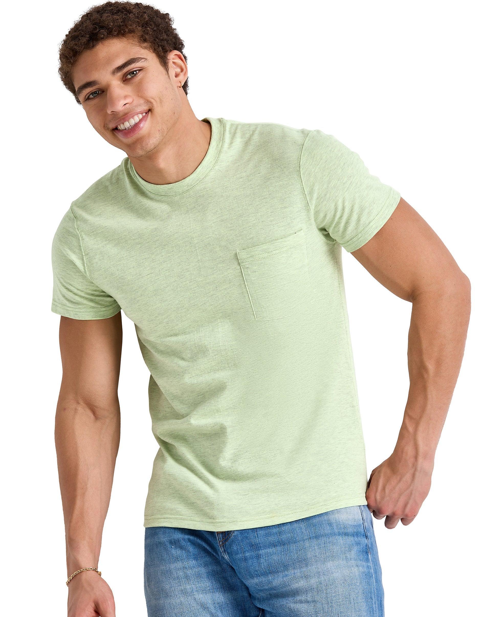 Hanes Originals Mens Tri-Blend Pocket T-Shirt Mint To Be Green Heather S Product Image