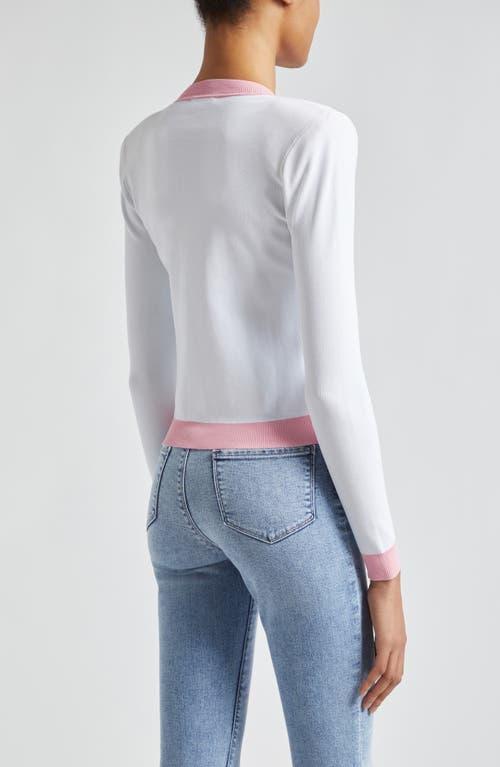 L AGENCE Leon Cardigan In White Cotton Candy Product Image