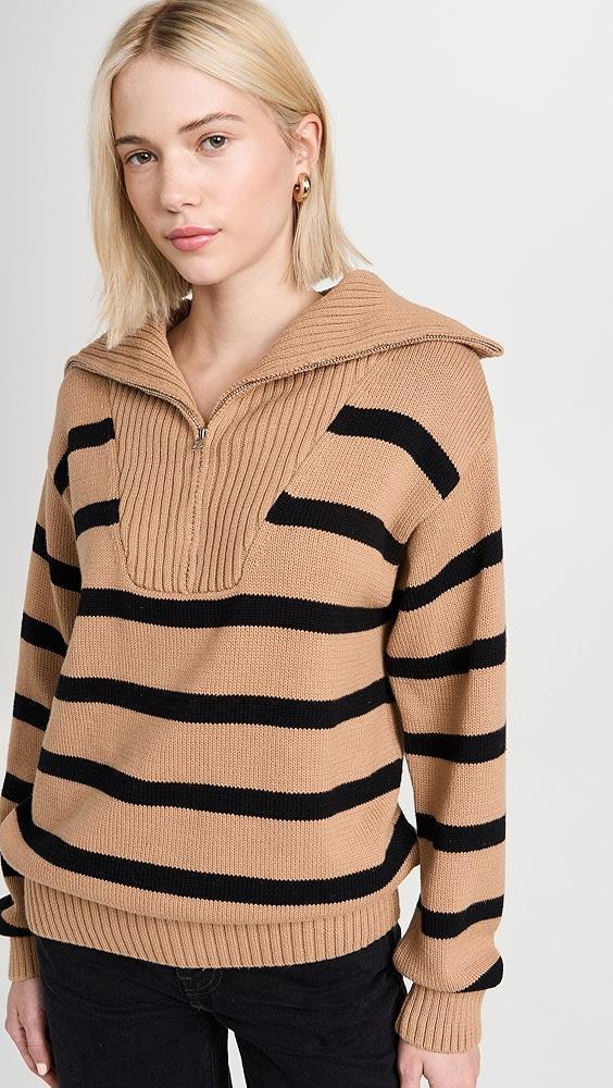 English Factory Striped Knit Zip Pullover | Shopbop Product Image