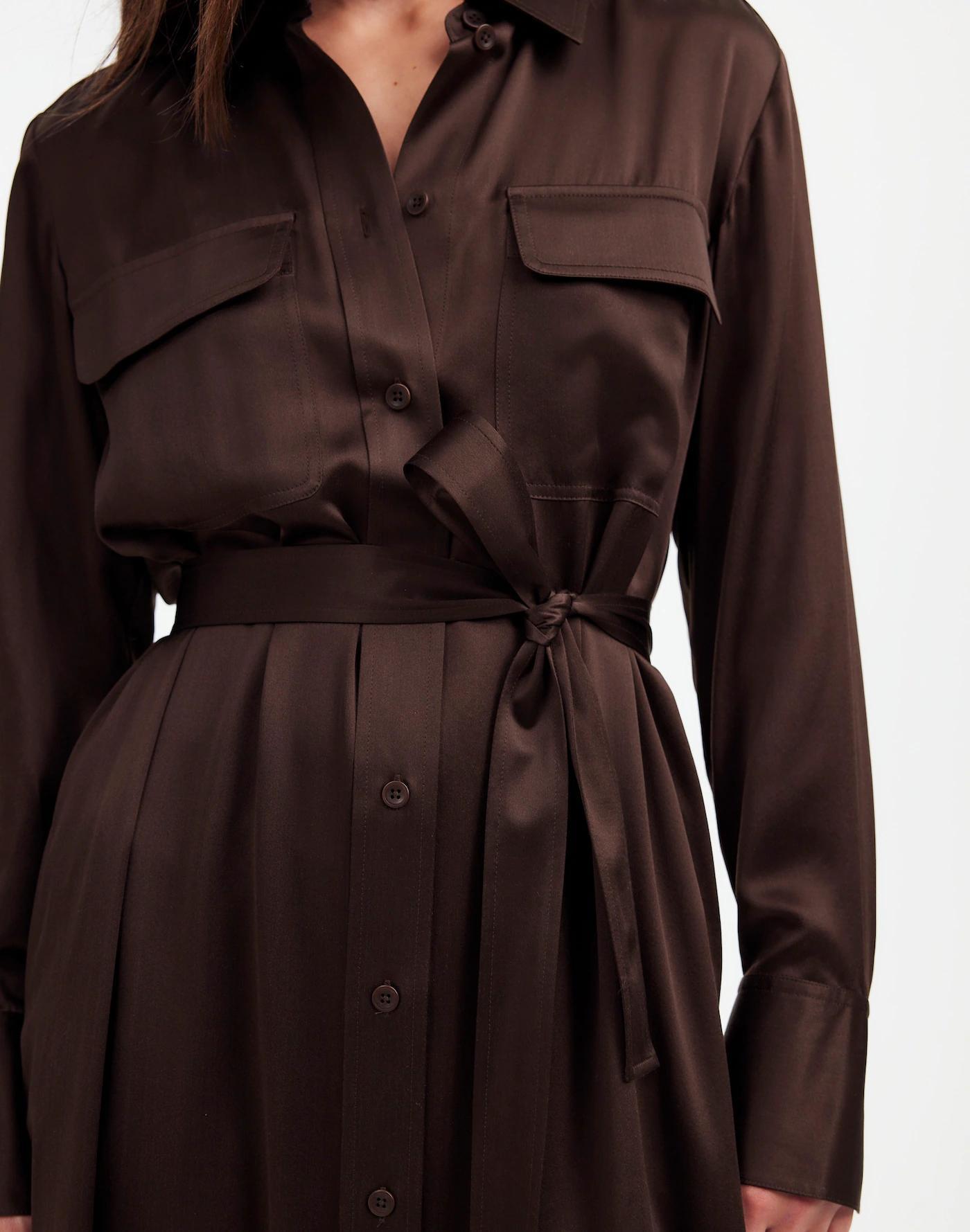 Silk Belted Midi Shirtdress Product Image