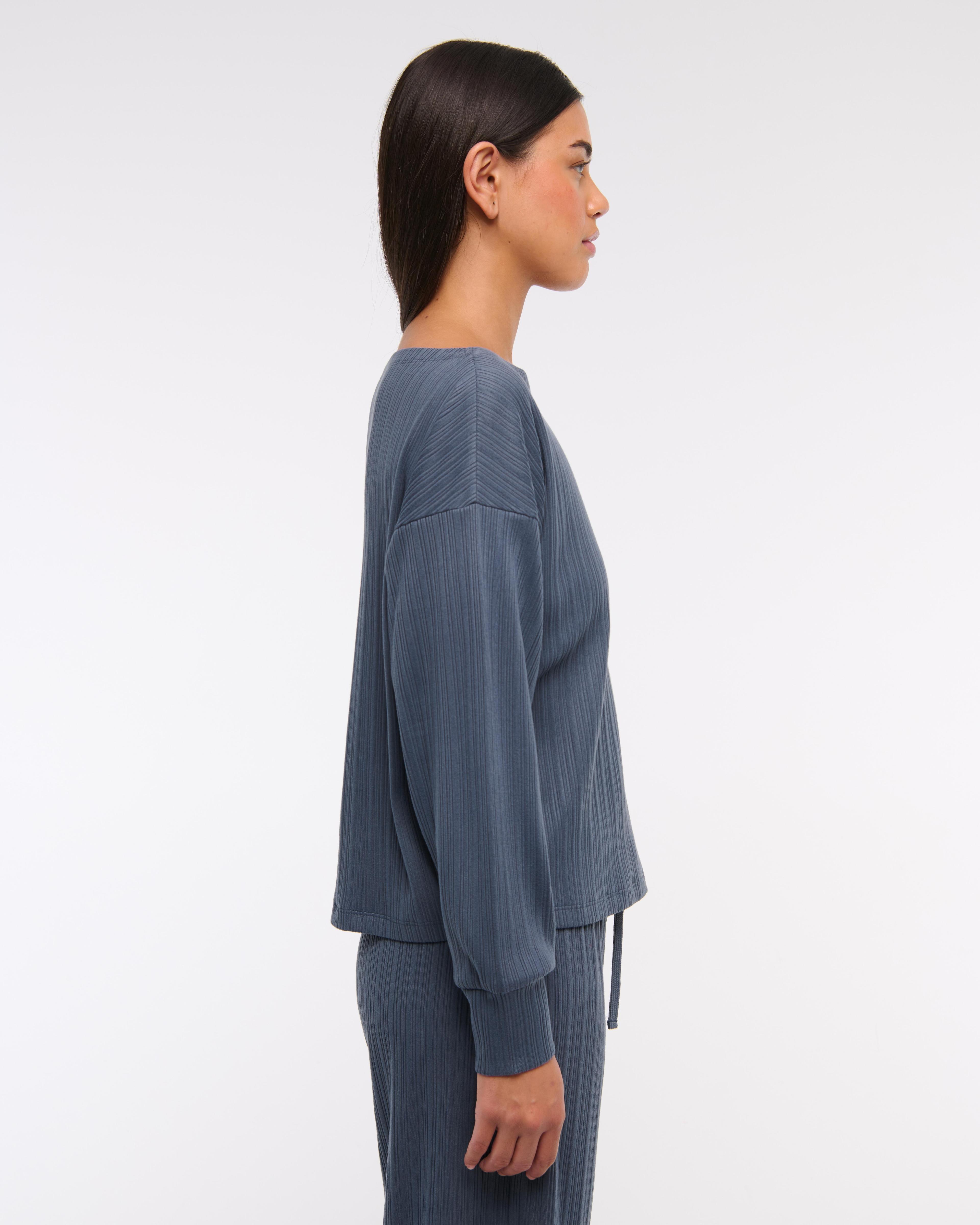 Long-Sleeve Lounge Wide Rib Slash Top Product Image