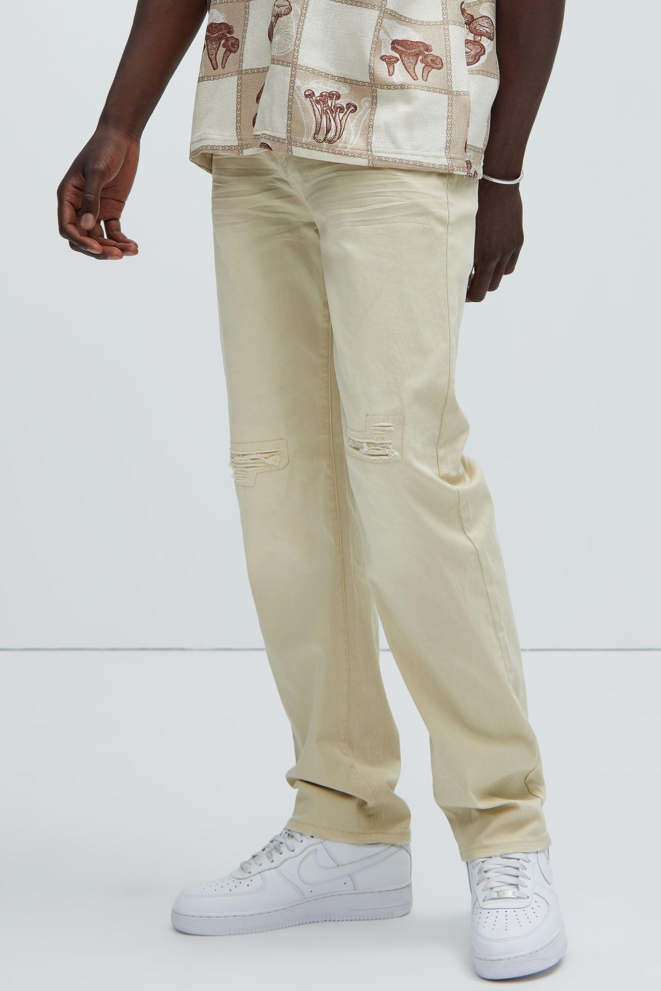 Walk Through Ripped Straight Pants - Khaki Product Image