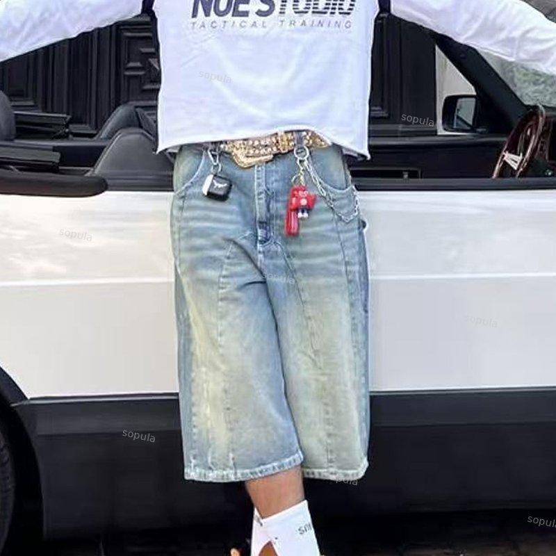 Vintage Washed High Street Baggy Jorts Denim Shorts Product Image