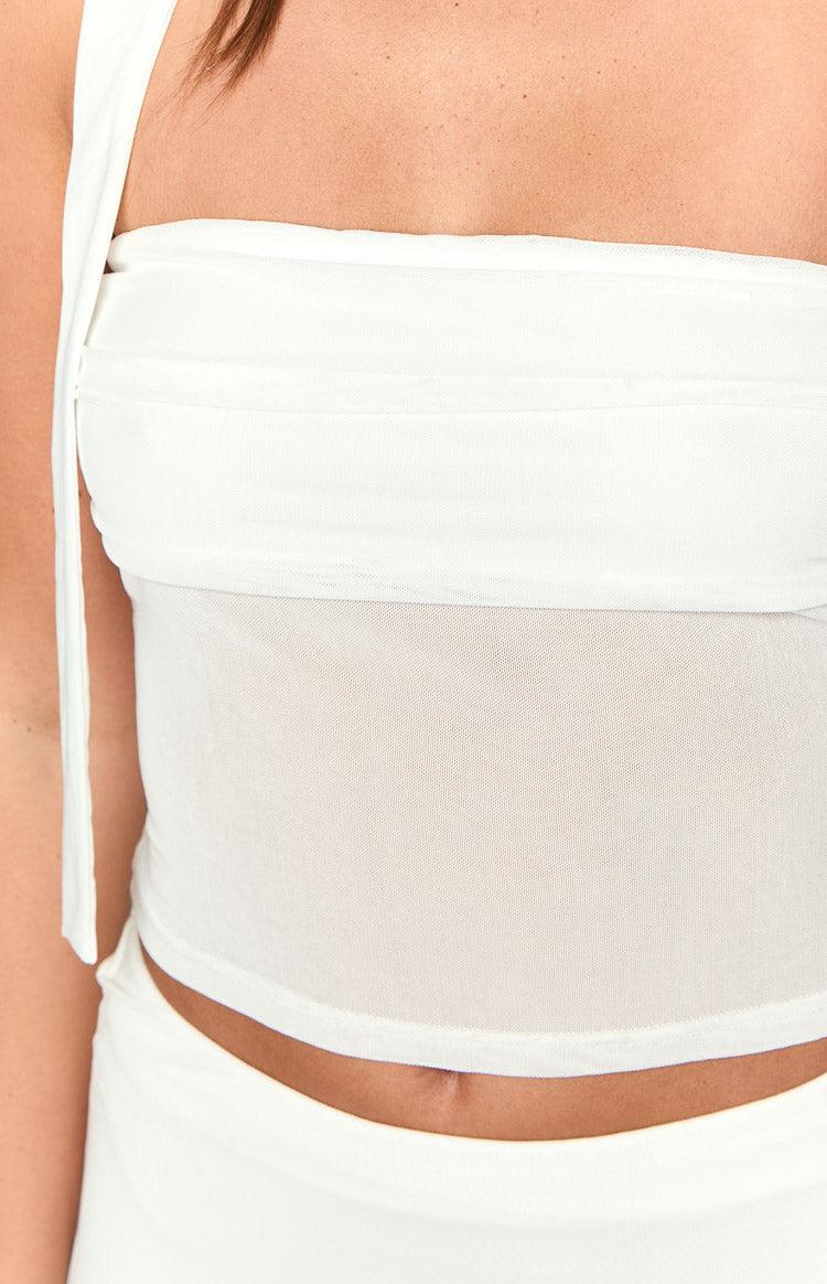 Luna White Crop Top Product Image