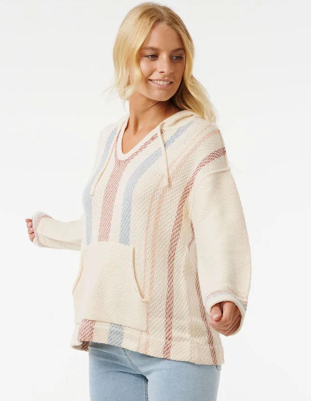 RIP CURL High Tide Womens Stripe Poncho Hoodie Product Image