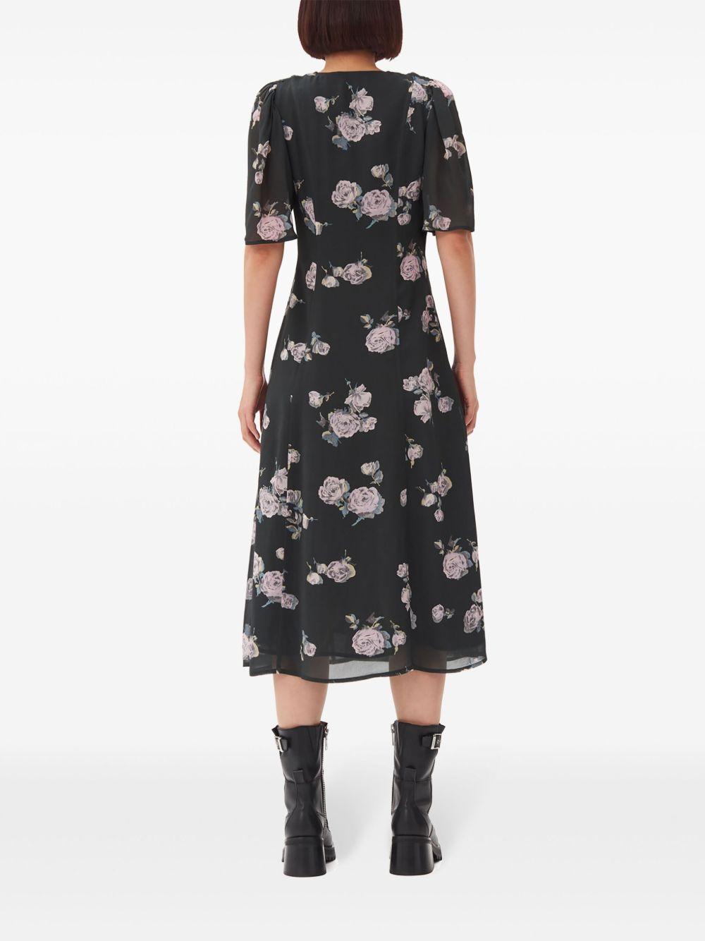 floral-print crepe wrap midi dress Product Image