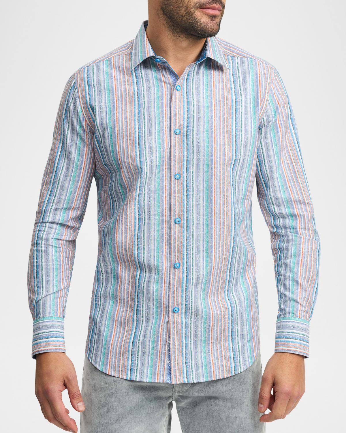 Mens Tyson Jacquard Stripe Sport Shirt Product Image