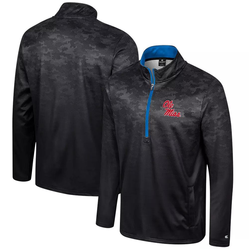 Men's Colosseum  Black Ole Miss Rebels The Machine Half-Zip Jacket, Size: XL Product Image