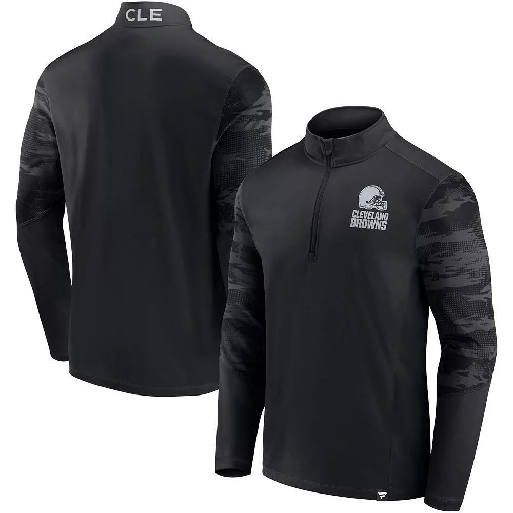 Men's Fanatics Branded Cleveland Browns Blackout Ringer Quarter-Zip Jacket,  Product Image