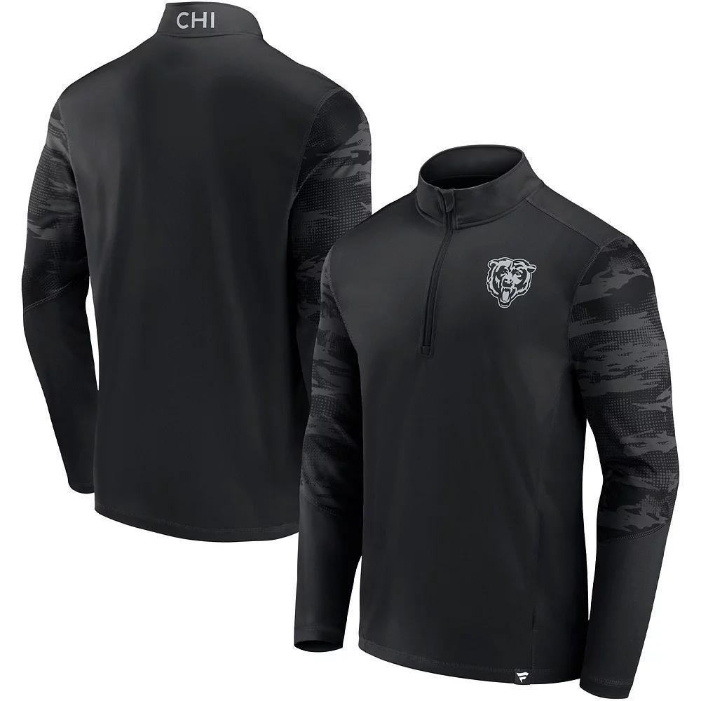 Men's Fanatics Branded Chicago Bears Blackout Ringer Quarter-Zip Jacket, Size: Medium Product Image