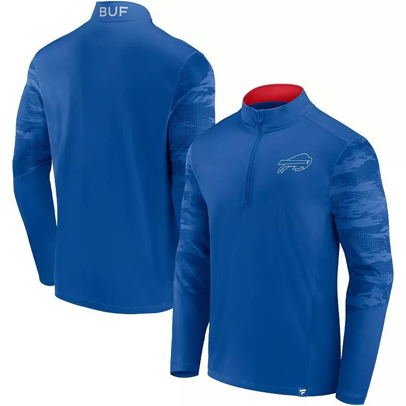 Men's Fanatics Branded Royal/Red Buffalo Bills Ringer Quarter-Zip Jacket, Size: 5XL, Blue Product Image