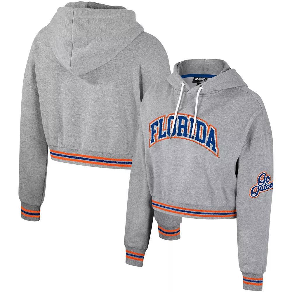Women's The Wild Collective Heather Gray Florida Gators Cropped Shimmer Pullover Hoodie,  Product Image