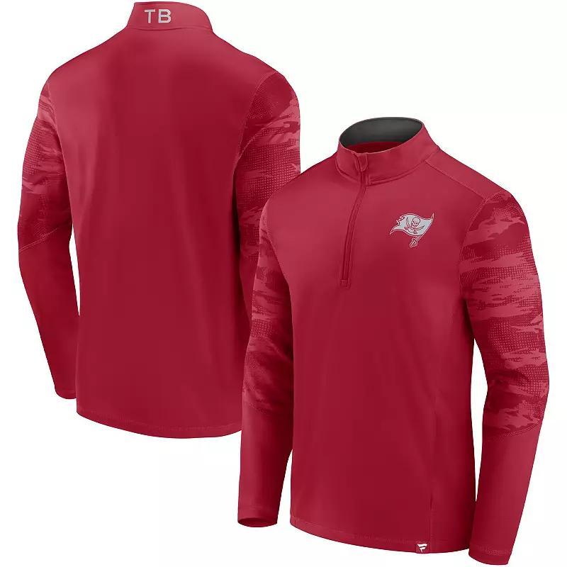 Men's Fanatics Branded Red Tampa Bay Buccaneers Ringer Quarter-Zip Jacket, Size: XL Product Image