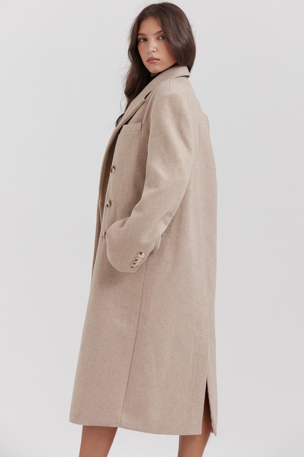 Carter  oatmeal double breasted coat Product Image