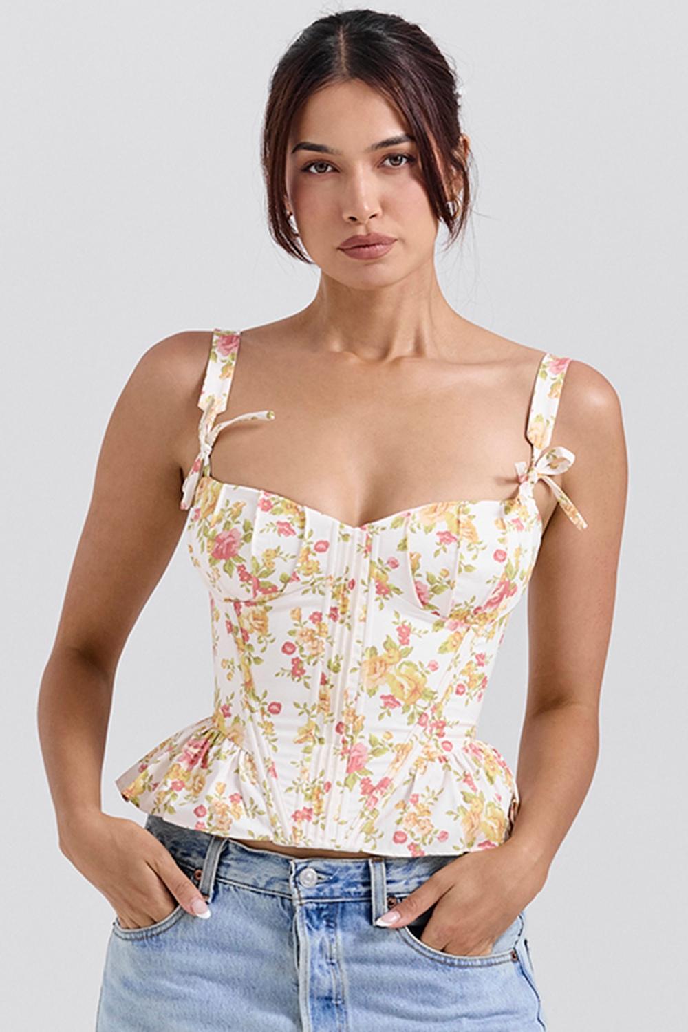 Gigou Royal Rose Print Peplum Cotton Corset Product Image