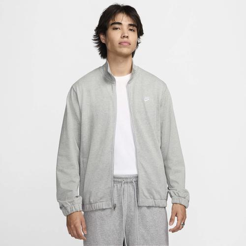 Nike Mens Nike Club Knit Jacket - Mens Lt Smoke Grey/Dk Grey Heather/White Product Image