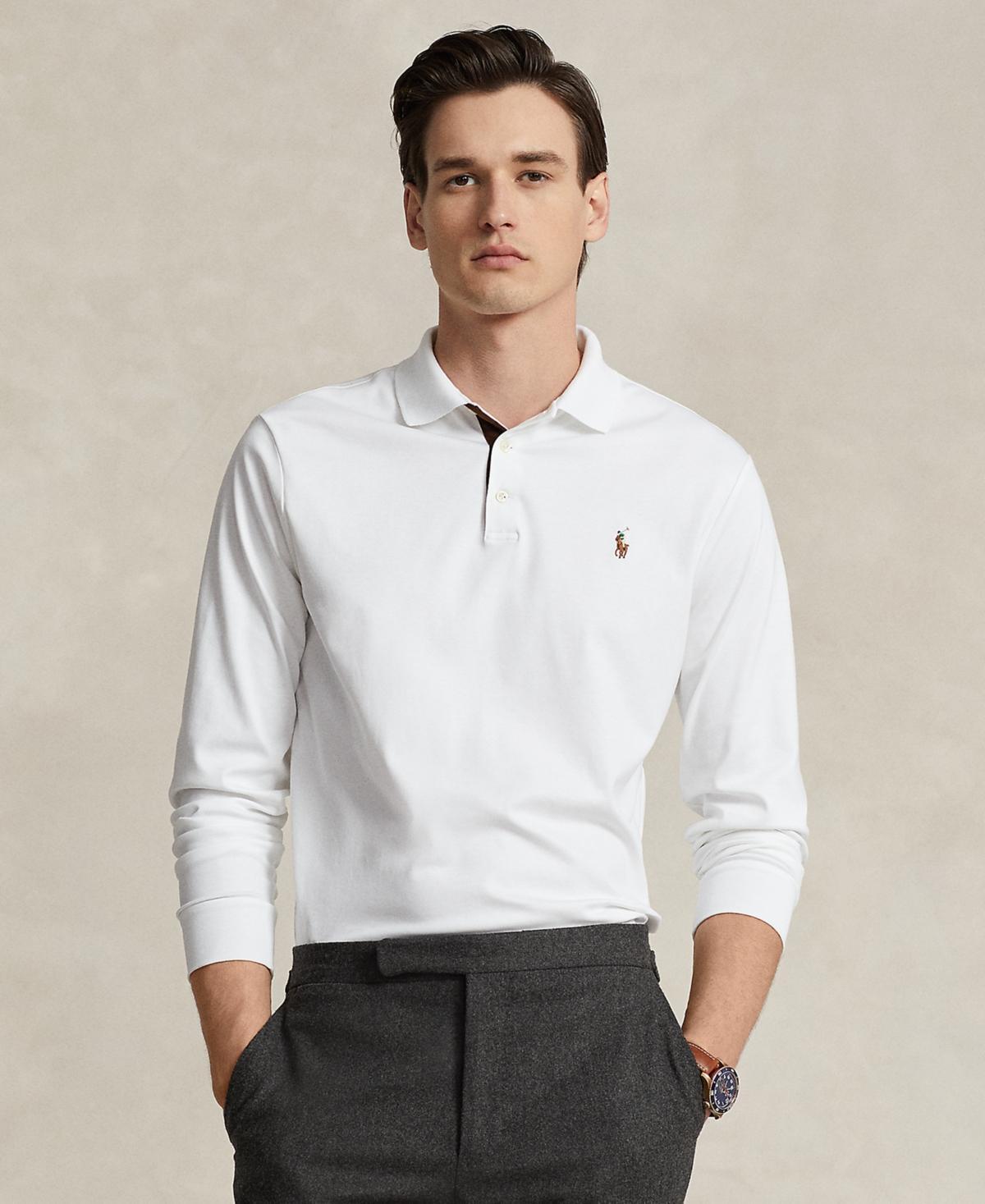 Polo Ralph Lauren Long Sleeve Polo Shirt Marl Heather) Men's Clothing Product Image