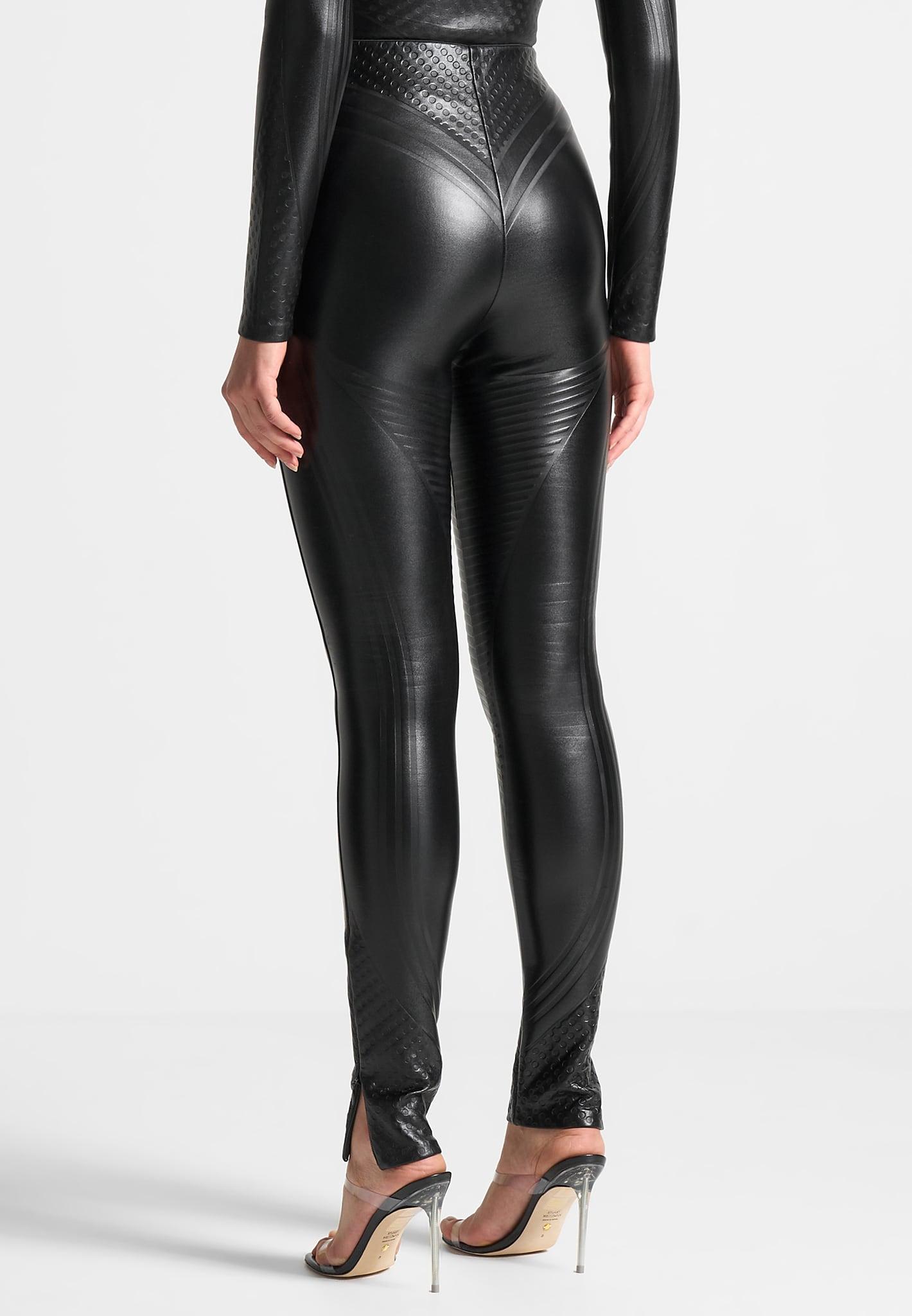 Debossed Contour Leggings - Black Female Product Image