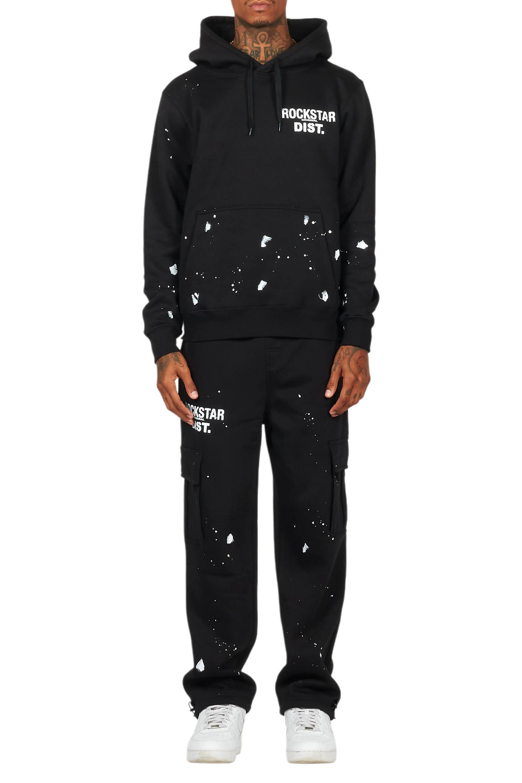 Raffer Black Hoodie/Cargo Sweat Pant Set Male Product Image