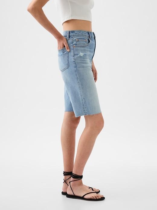 9" High Rise Denim Bermuda Shorts Product Image