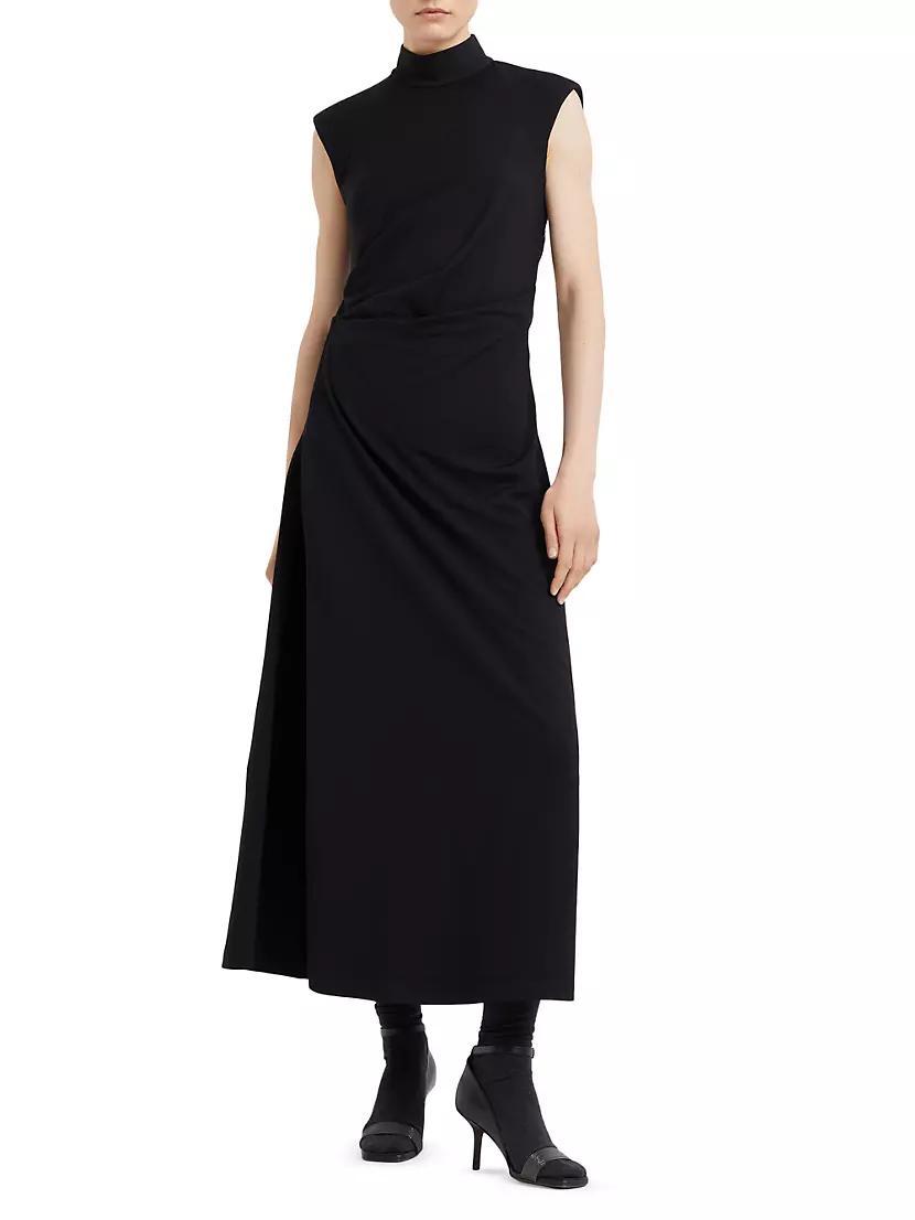 Stretch Virgin Wool Jersey Draped Dress Product Image