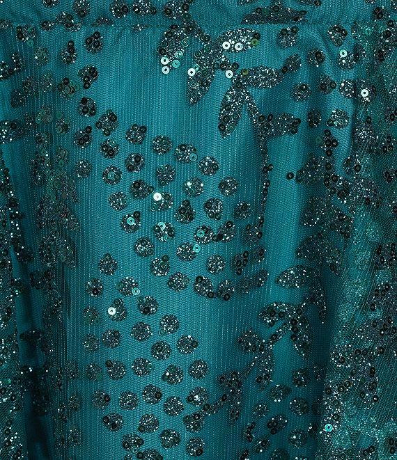 Blondie Nites Glitter Pattern Cinched Front Lace-Up Back Fit & Flare Dress Product Image