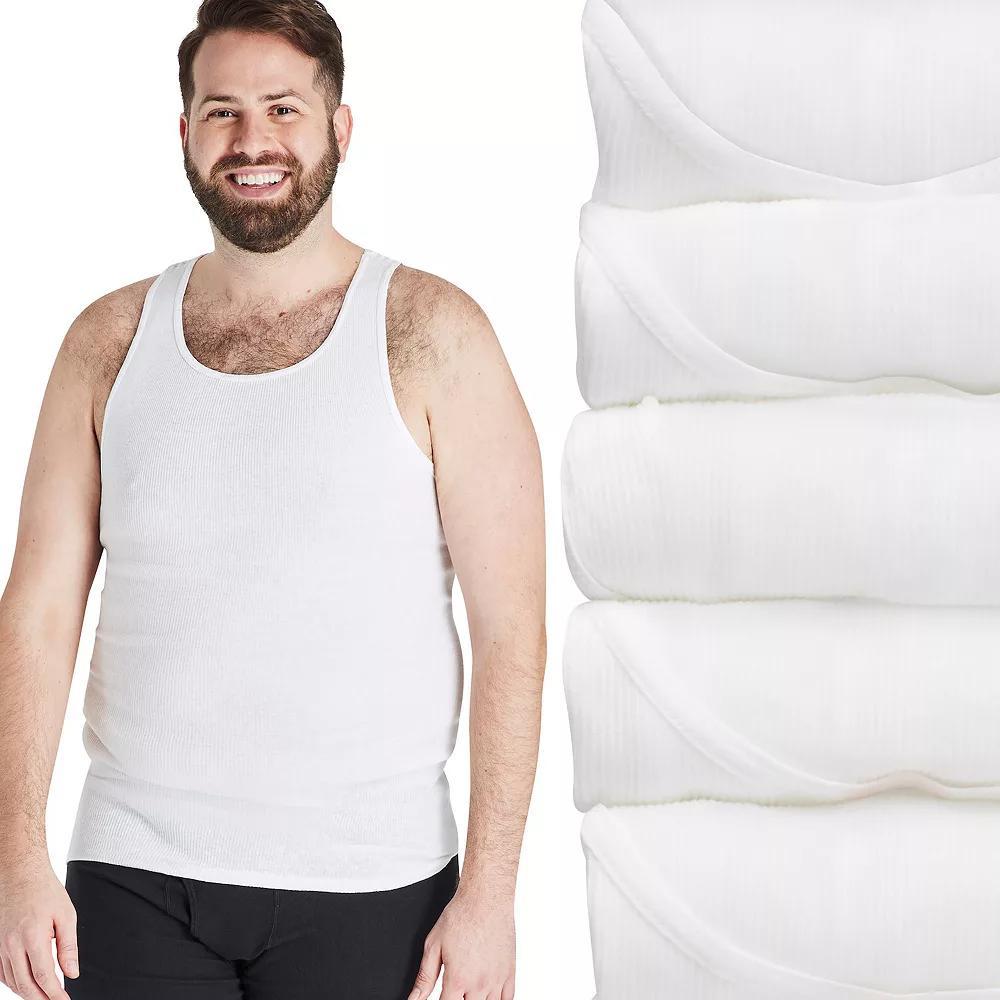 Big &amp; Tall Hanes Ultimate 5-Pack Men&#x27;s White Cotton Tank Undershirt, Size: 3XB Product Image