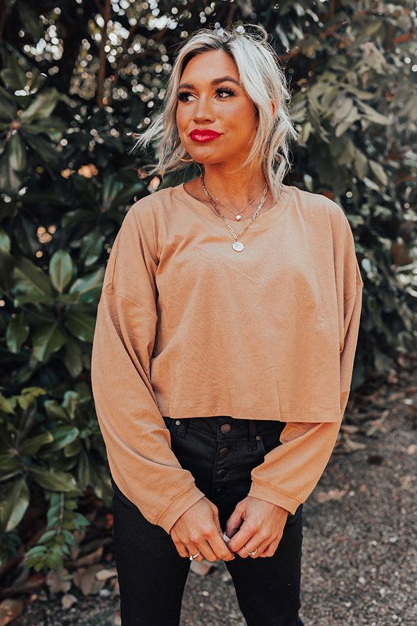 Newly Obsessed Crop Top In Camel Product Image