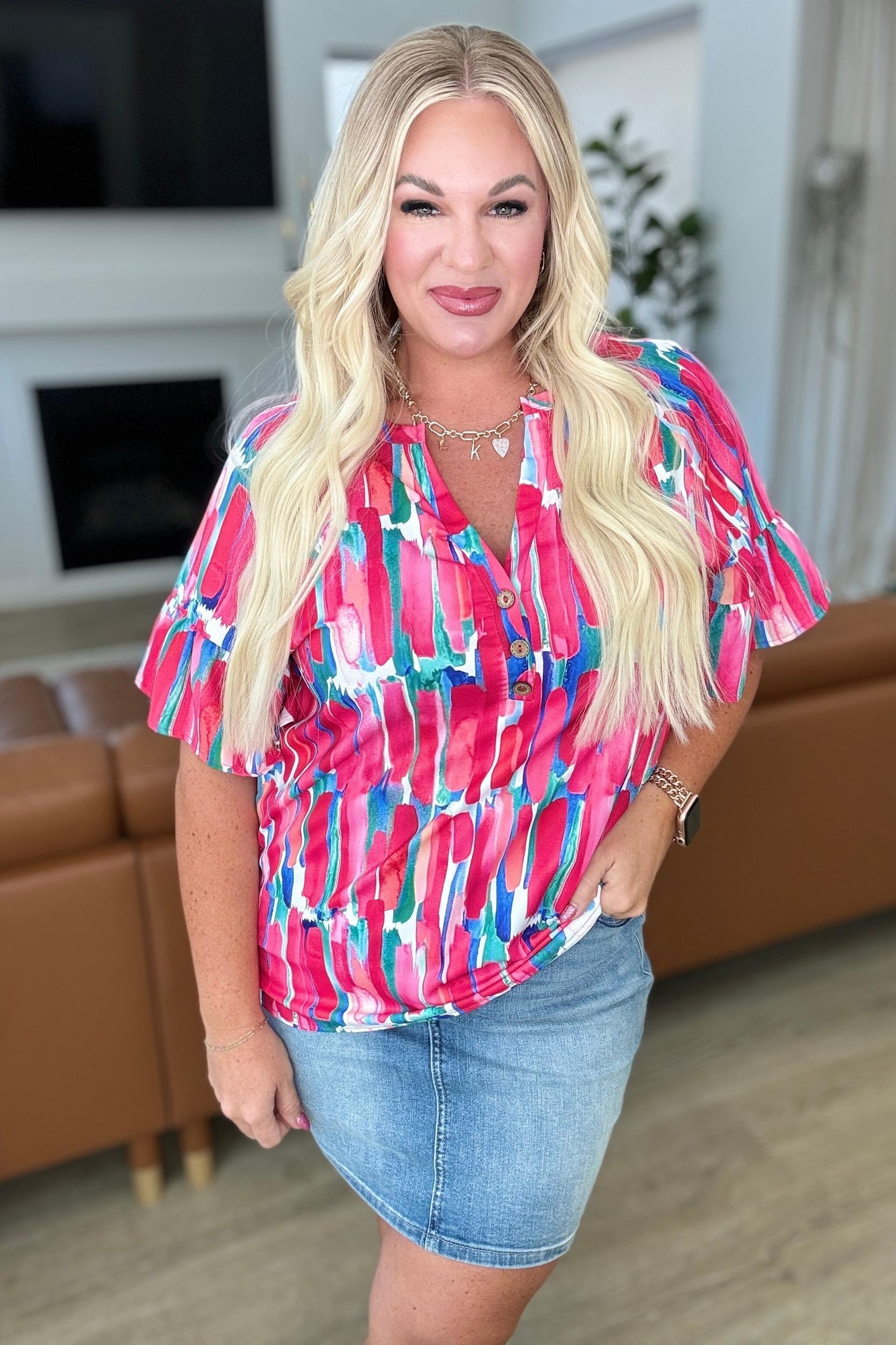 Art Exhibit V-Neck Blouse (Online Exclusive) Product Image