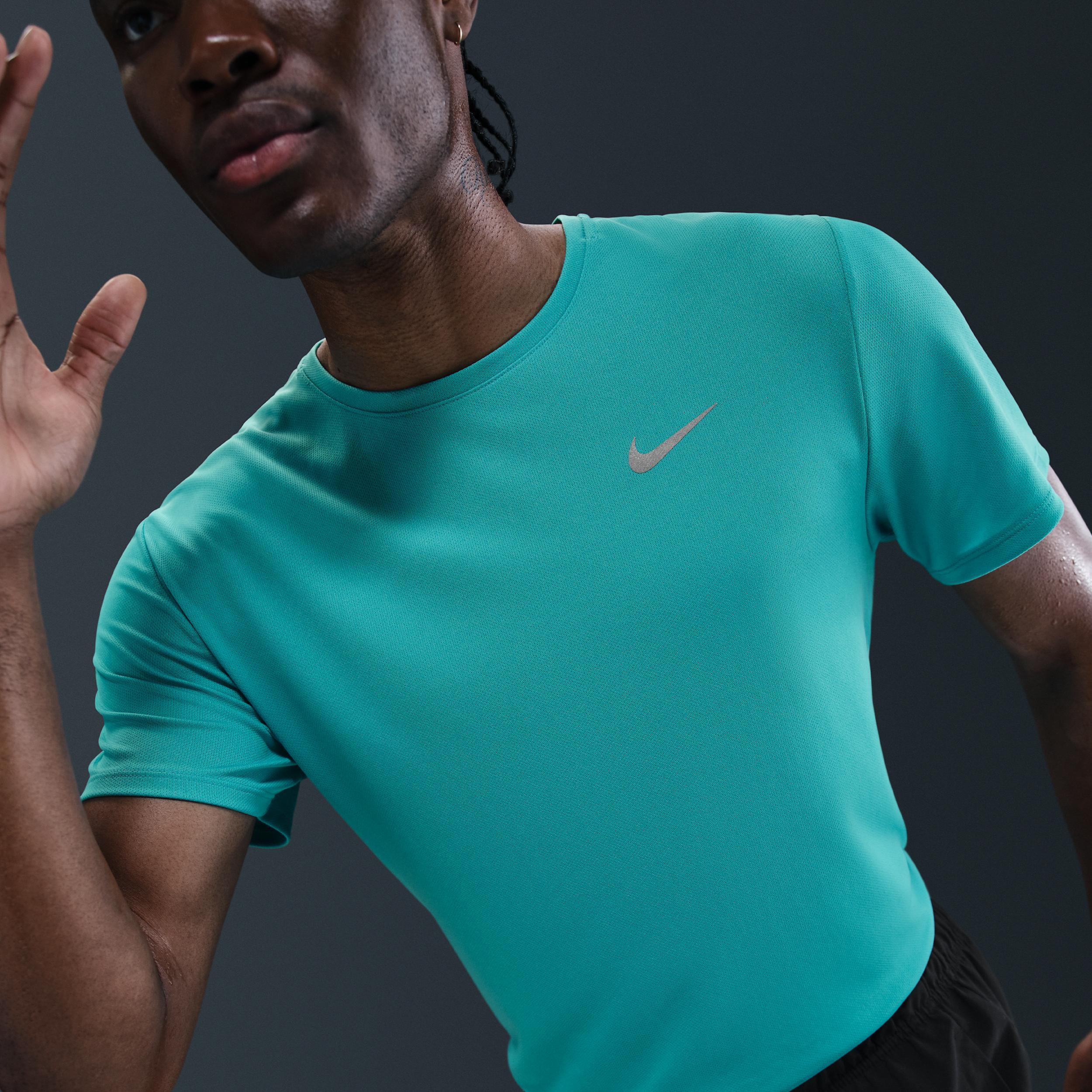 Nike Mens Miler Dri-FIT UV Short-Sleeve Running Top | DV9315-345 Product Image