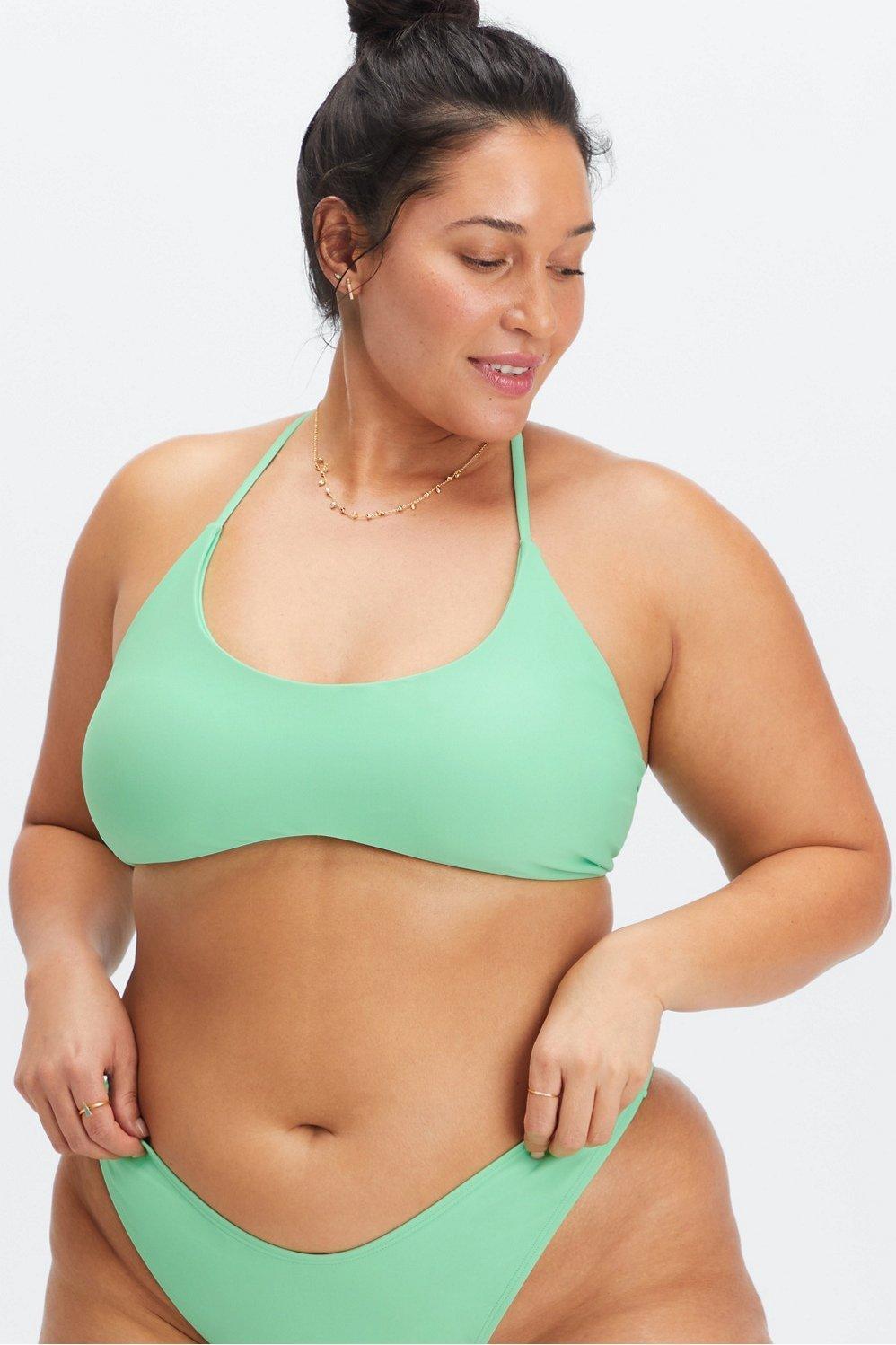 Fabletics Scoop Neck Bikini Top Womens green plus Size 4X Product Image
