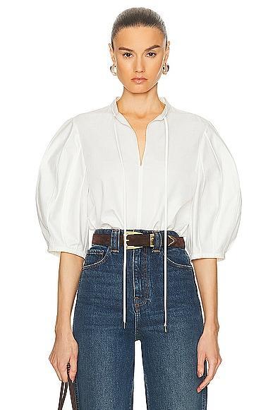 Chloe Cotton Poplin Top Cream. (also in ). Product Image