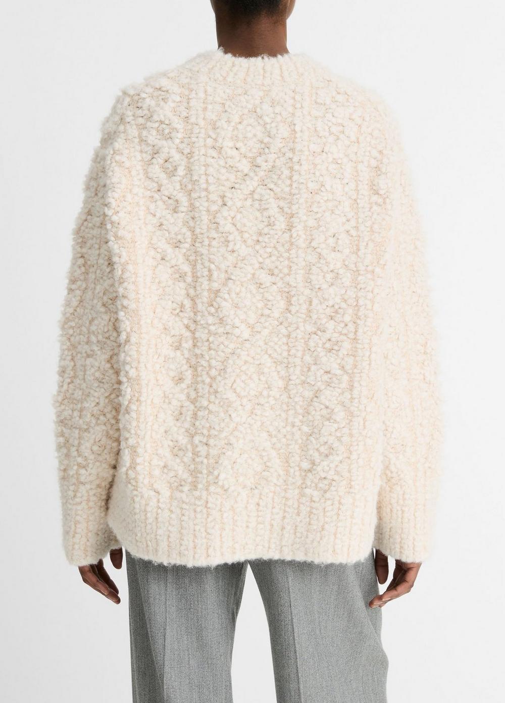 Womens Textured Loop-stitch Cable Wool-Blend Sweater, Off White, Size S Vince Product Image