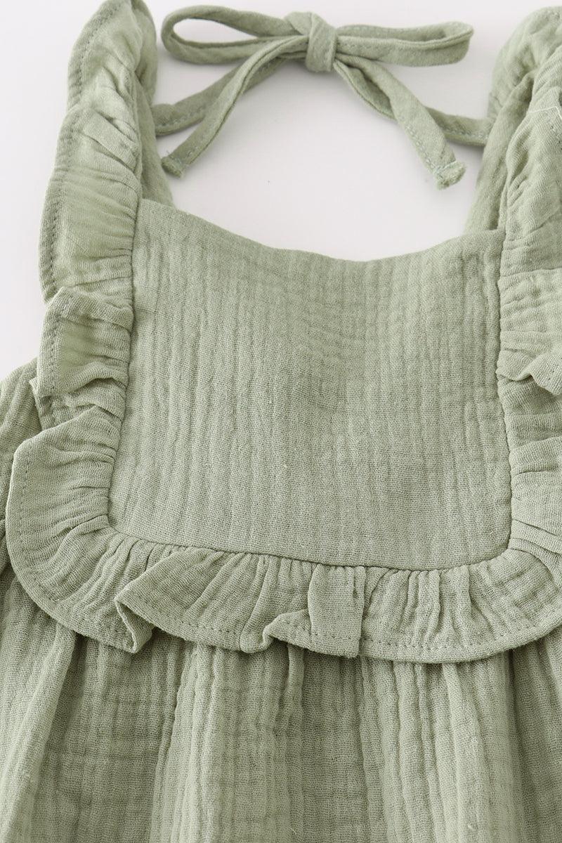 Premium Sage muslin ruffle shorts set Product Image